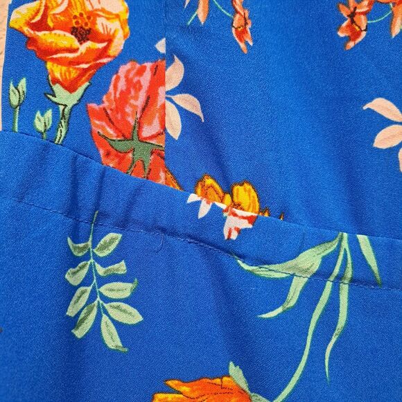 Carolina Belle Montreal Blue Floral Tropical Wide-Leg Midi Jumpsuit Women's M - Picture 8 of 12